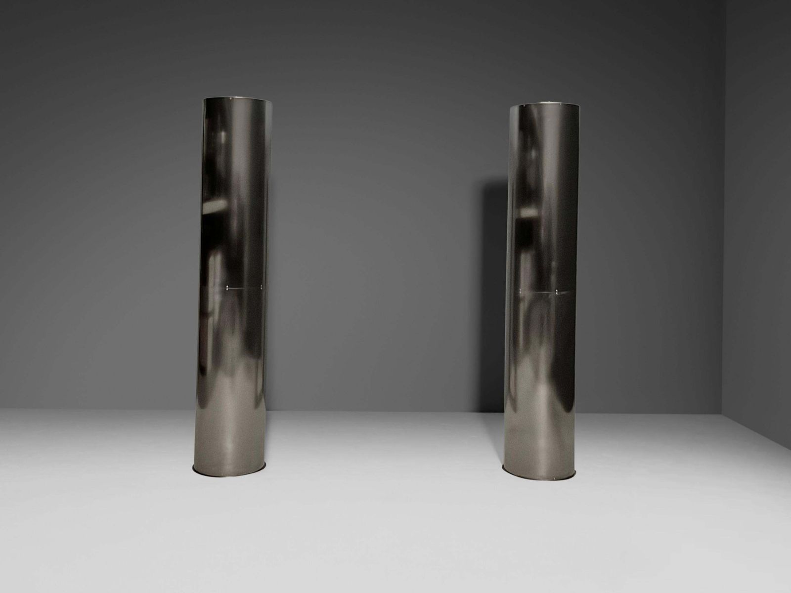 Monumental Large Stainless Steel Floor Lamps By Targetti – Italy, 1970s photo vinterior