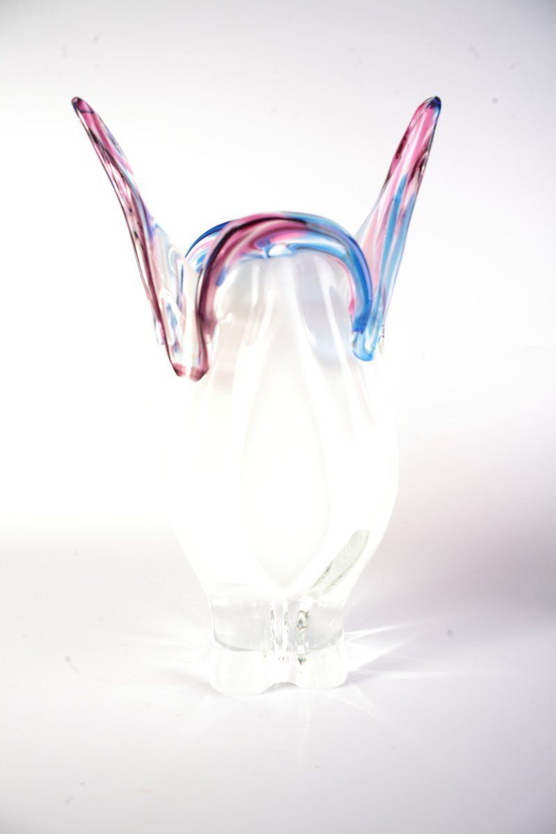 Tsjechische Glazen Vazen Van Josef Hospodka Voor Sklarny Chribska, Jaren 1970, Set Van 2 photo vintage