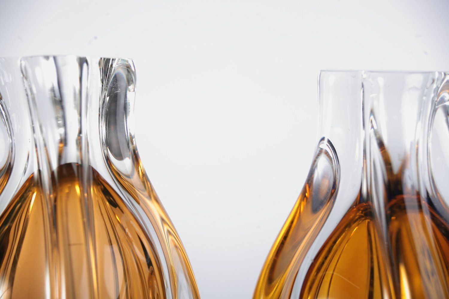 Czech Glass Vase By Josef Hospodka For Sklarny Chribska, 1970s, Set Of 2 photo vintage