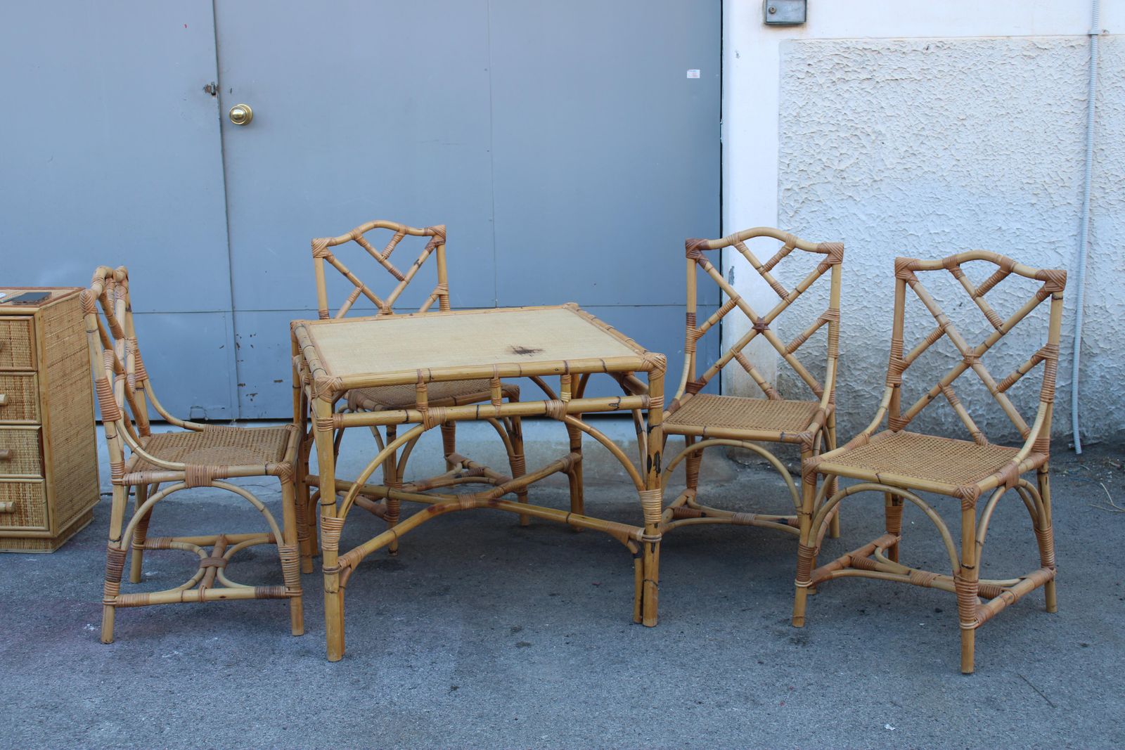 Square Dining Table With Chairs In Bamboo Southern Nurseries 1970s photo buy