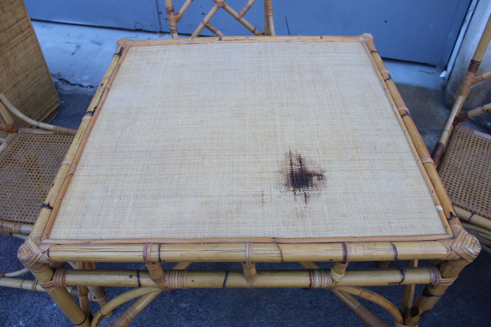 photo vinterior Square Dining Table With Chairs In Bamboo Southern Nurseries 1970s