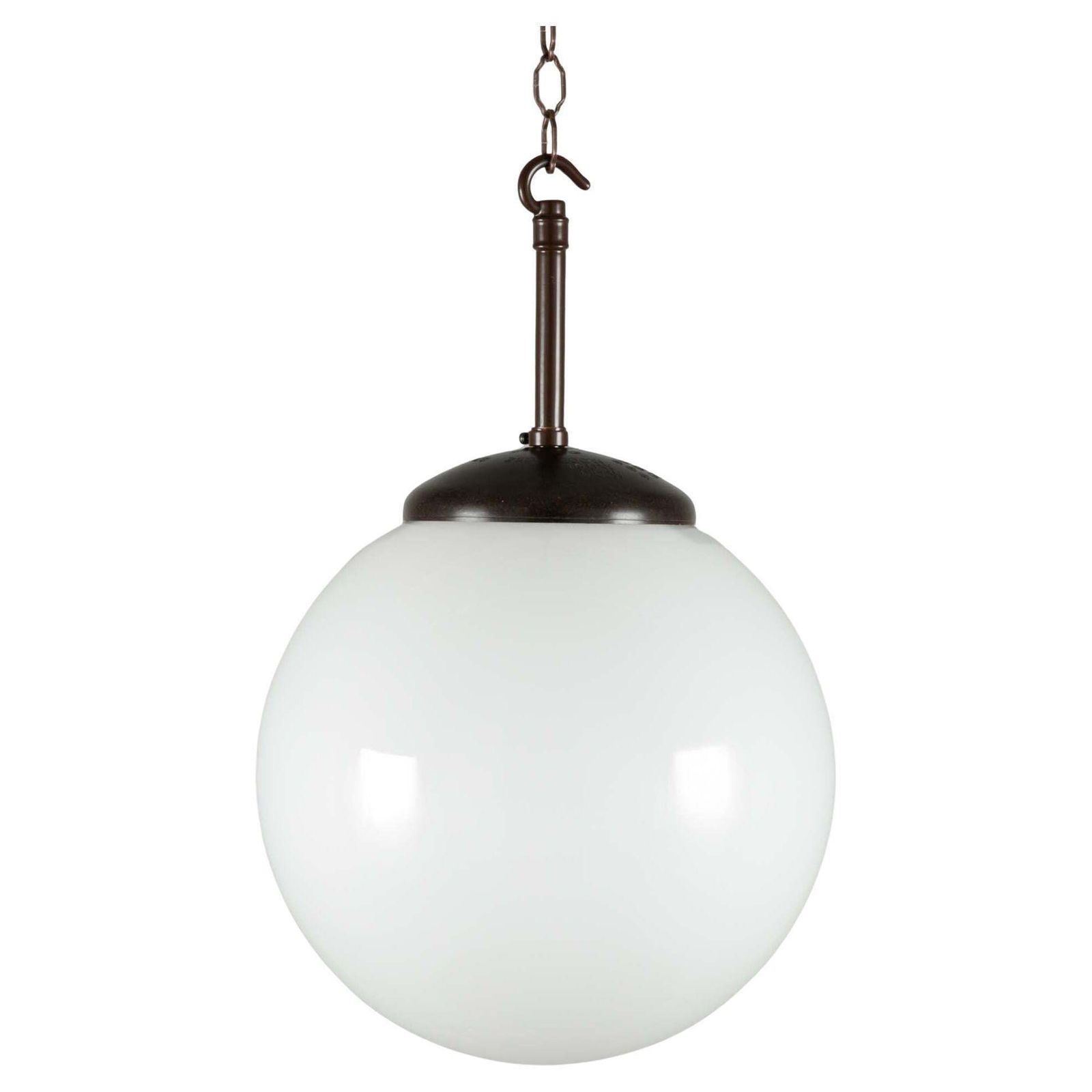 Mid Century Czech Milk Glass / Opaline Glass Globe Pendant Lights