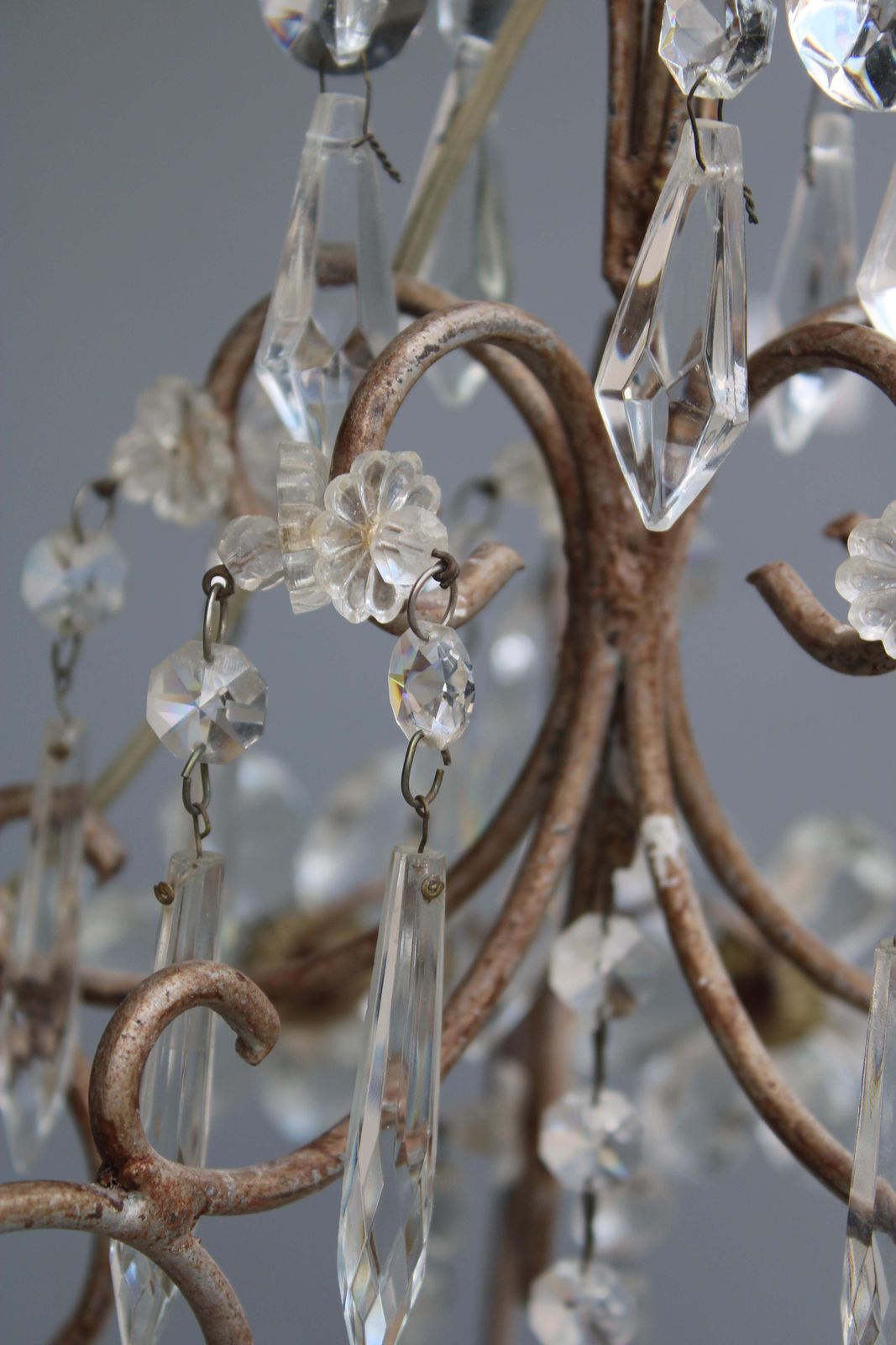 photo buy Decorative French Metal And Crystal Laterna 1950 Made In France