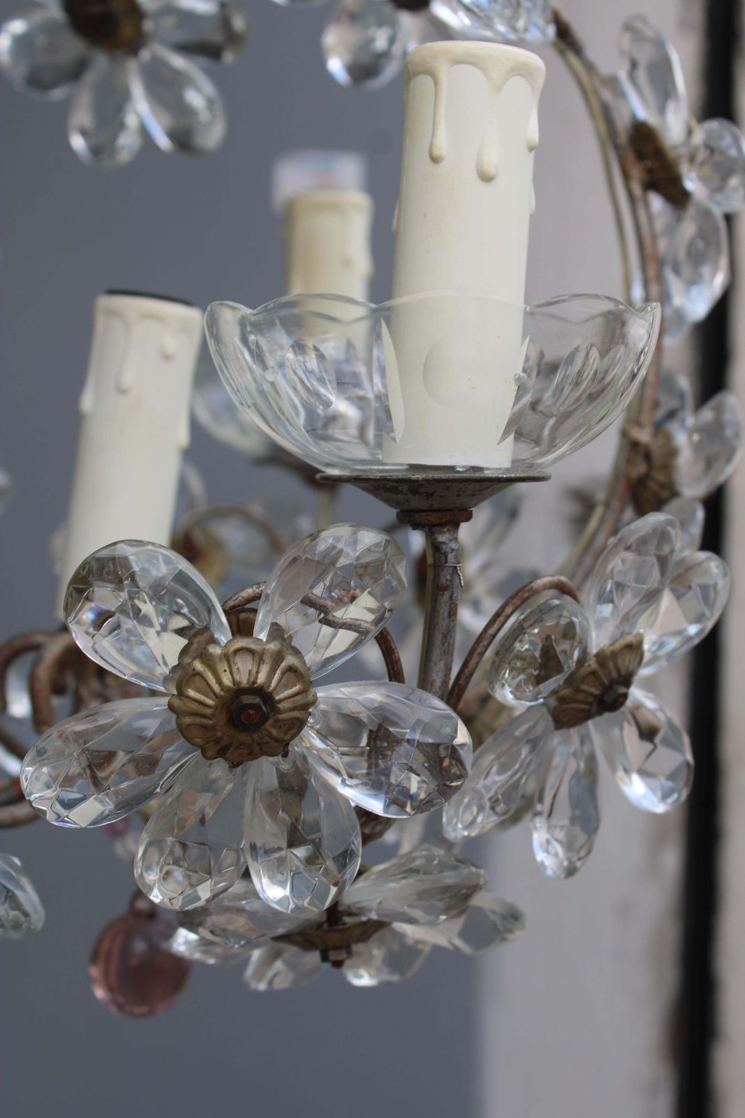 Metal And Crystal Lantern French 1950s Mid Century France Design photo vinterior