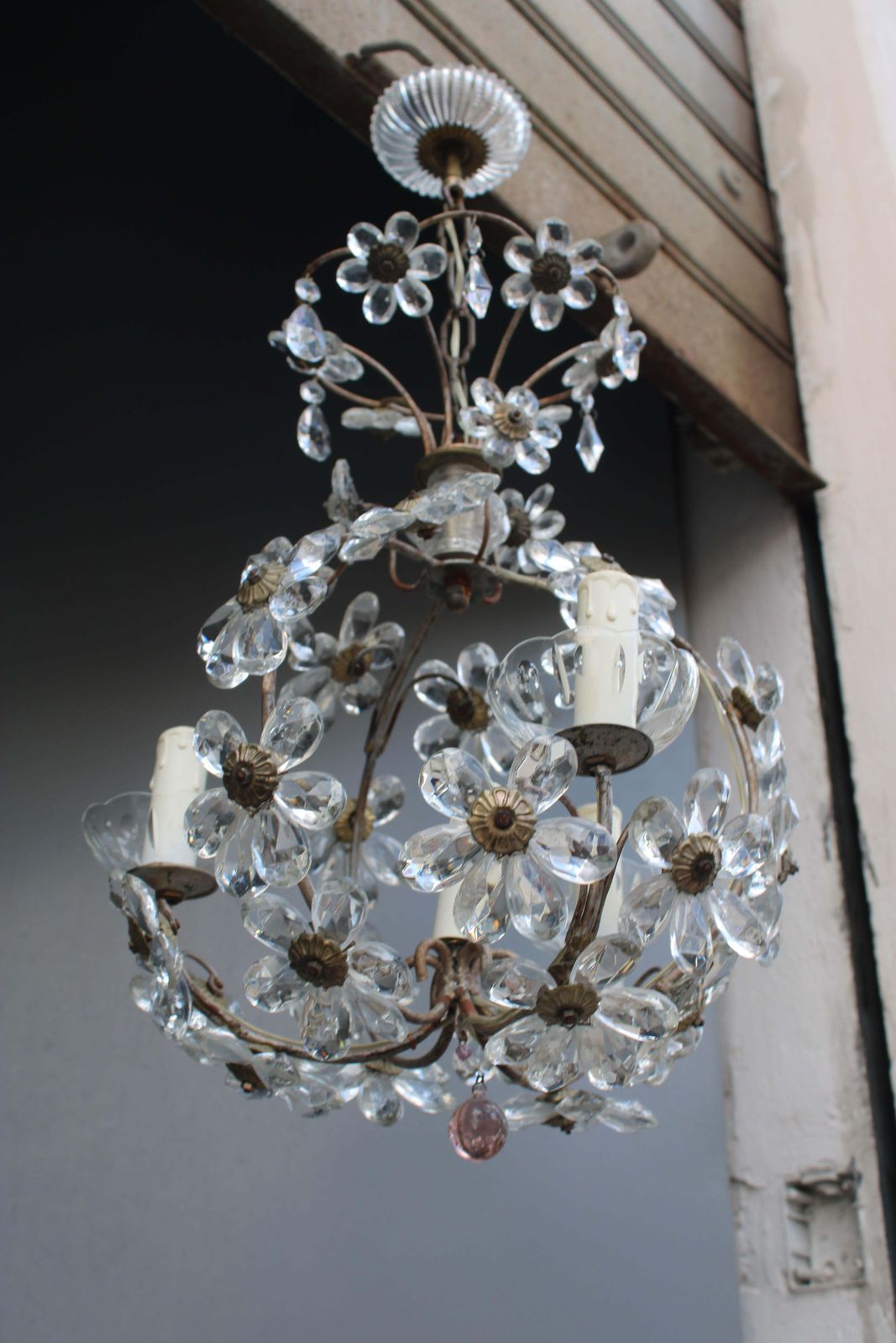 Metal And Crystal Lantern French 1950s Mid Century France Design photo buy