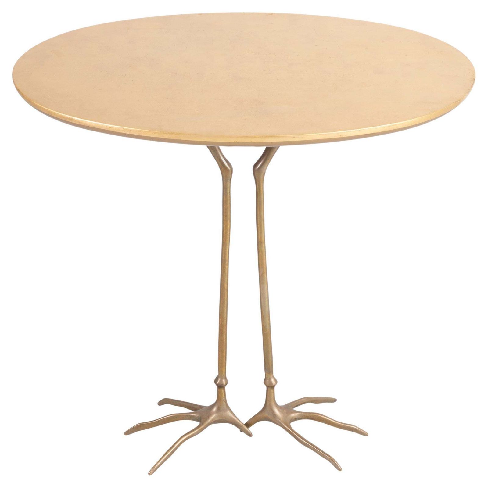 Meret Oppenheim Traccia Side Table In Wood Gold Leaf And Bronze By Gavina 1980s
