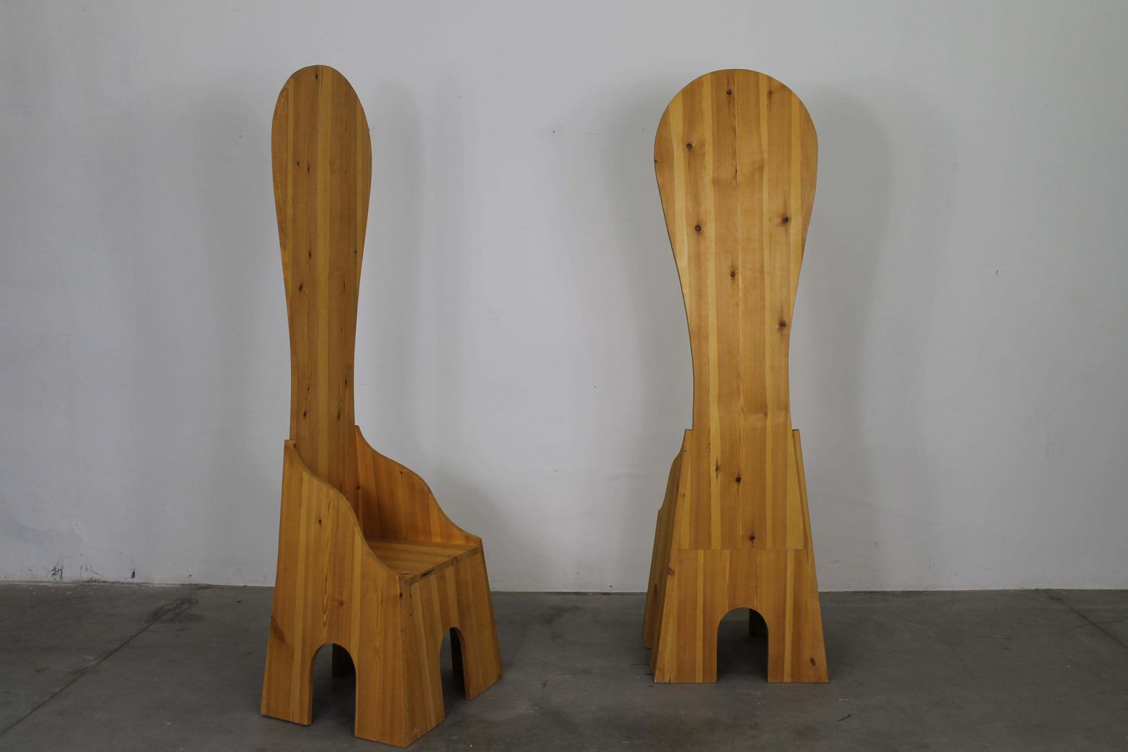 Mario Ceroli Set Of Two Fratina High Chair In Pine By Poltronova 1972 photo Furniture