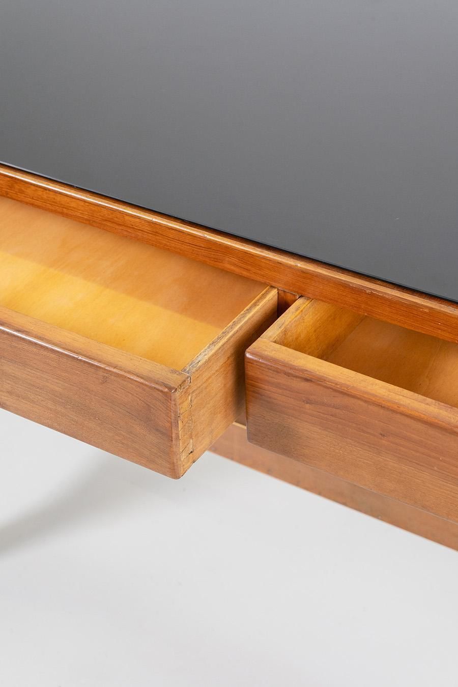 Gio Ponti Office Desk In Wood And Glass For Bnl Italian Manufacture 1950s Italy photo vinterior