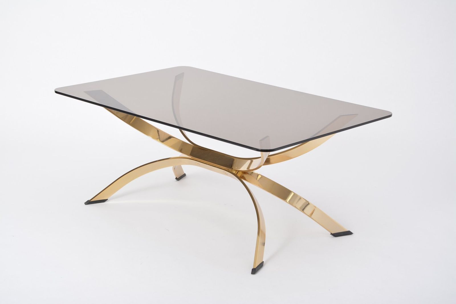 Italian Gold Metal Coffee Table With Smoked Glass Top, 1970s photo furniture
