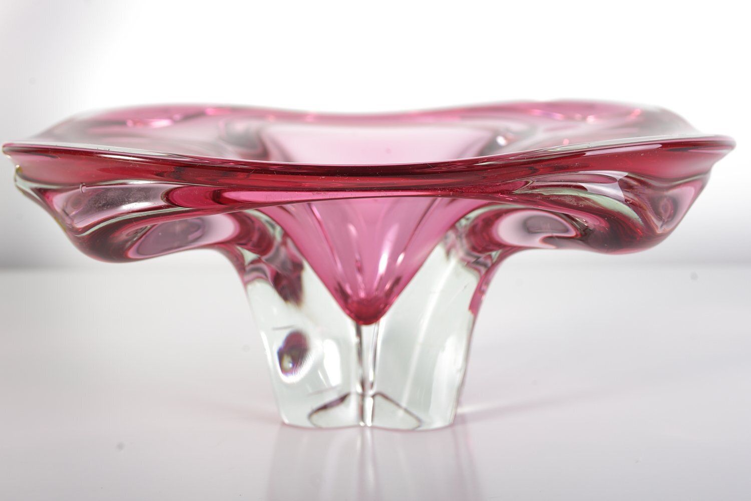 Bohemian Pink Glass Bowl By Josef M. Hospodka For Sklarny Chribska, 1960s