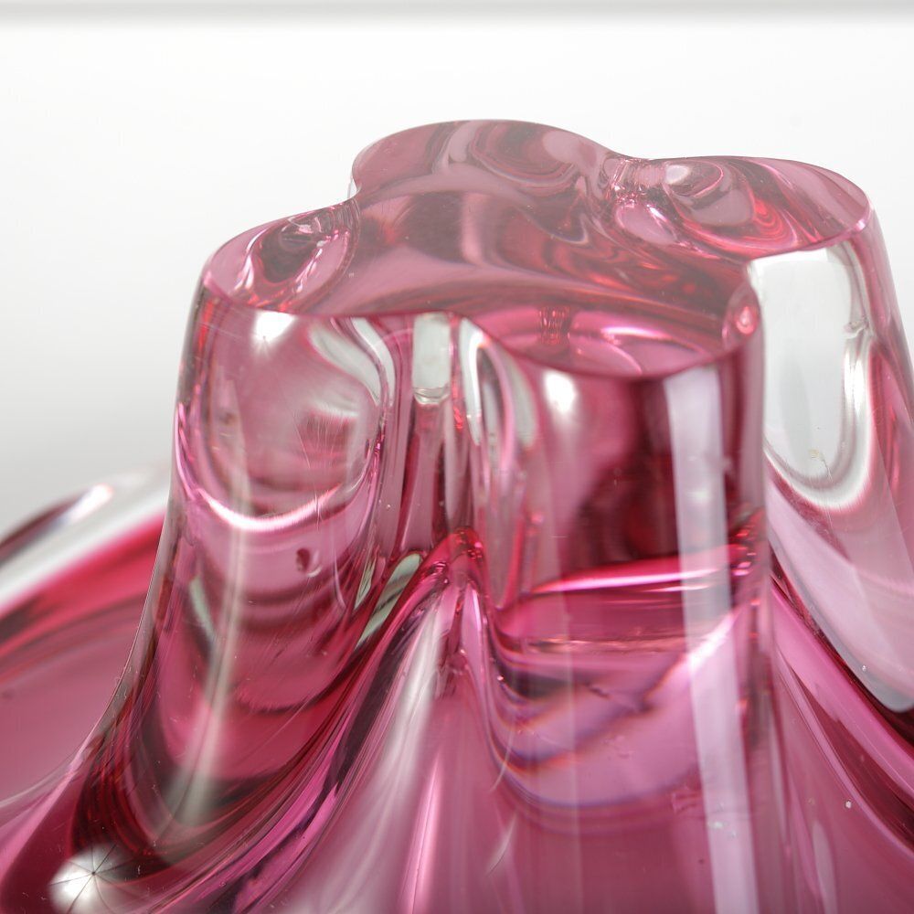 Bohemian Pink Glass Bowl By Josef M. Hospodka For Sklarny Chribska, 1960s photo 156.0