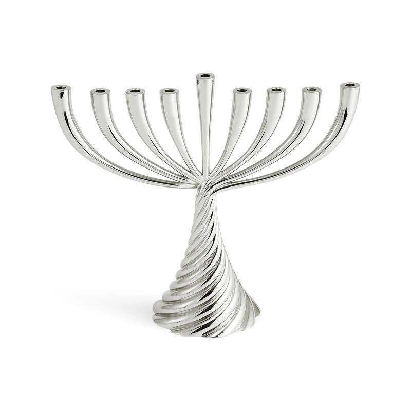 Contemporary Hanukkah Candleholder In Silver Twist Menorah photo Home Decor