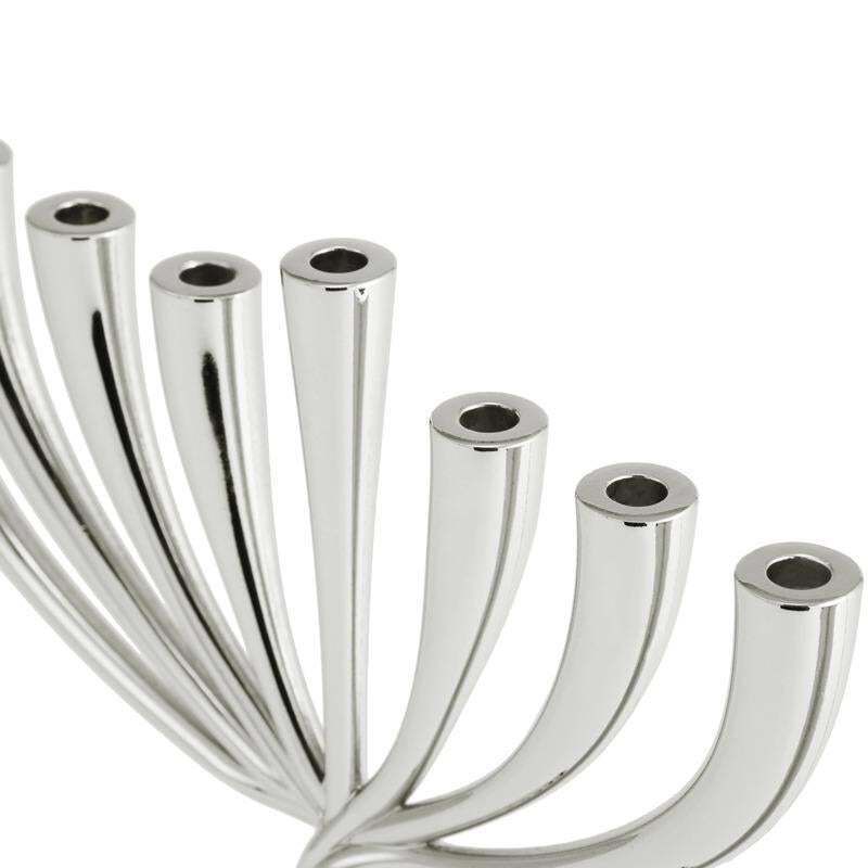 Contemporary Hanukkah Candleholder In Silver Twist Menorah photo 846.0