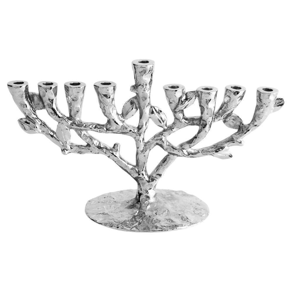 Contemporary Silver Cast Metal Tree Of Life Children’s Menorah