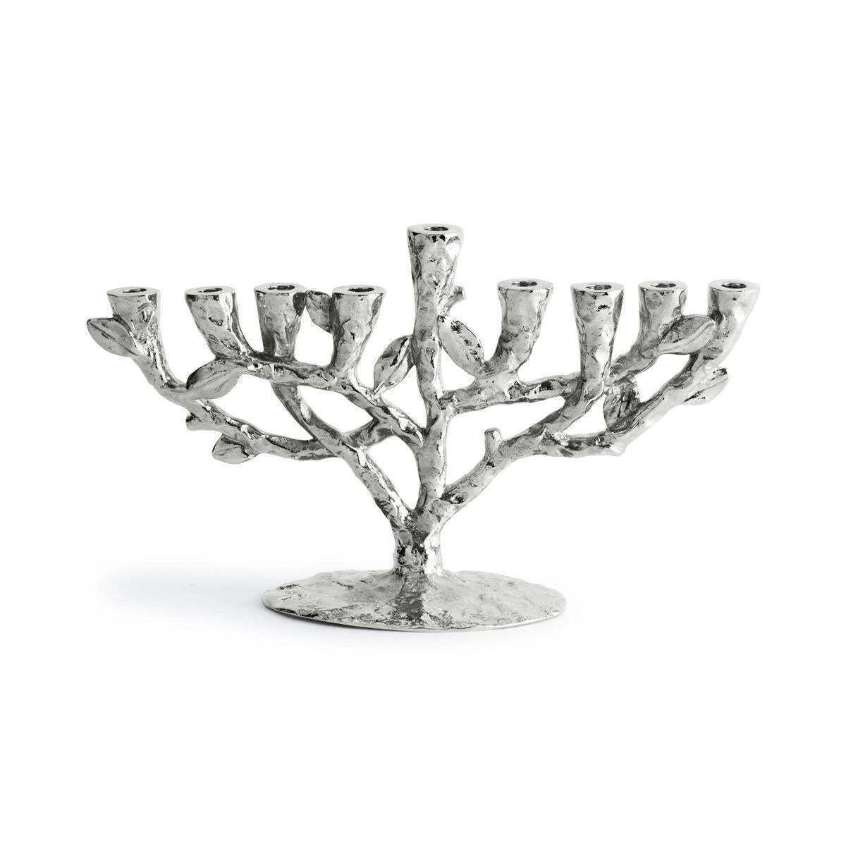 Contemporary Silver Cast Metal Tree Of Life Children’s Menorah photo for sale