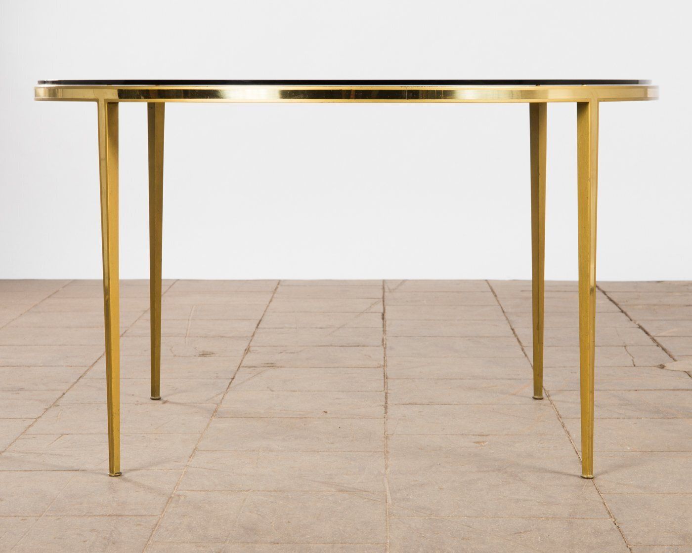 photo furniture Circular Golden Brass Coffee Table From Vereinigte Werkstätten, 1960s
