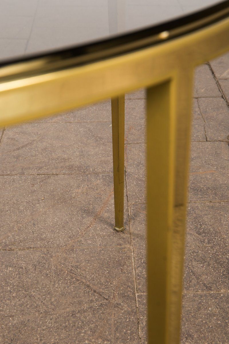photo for sale Circular Golden Brass Coffee Table From Vereinigte Werkstätten, 1960s