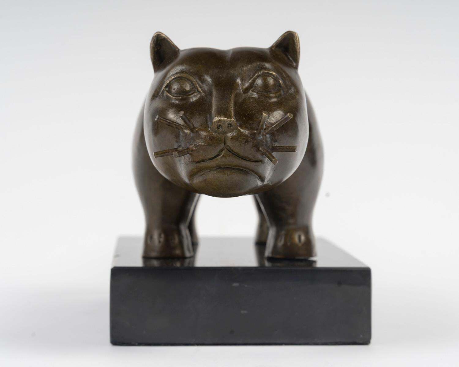 Bronze Sculpture – El Gato – In The Style Of Fernando Botero photo vinterior