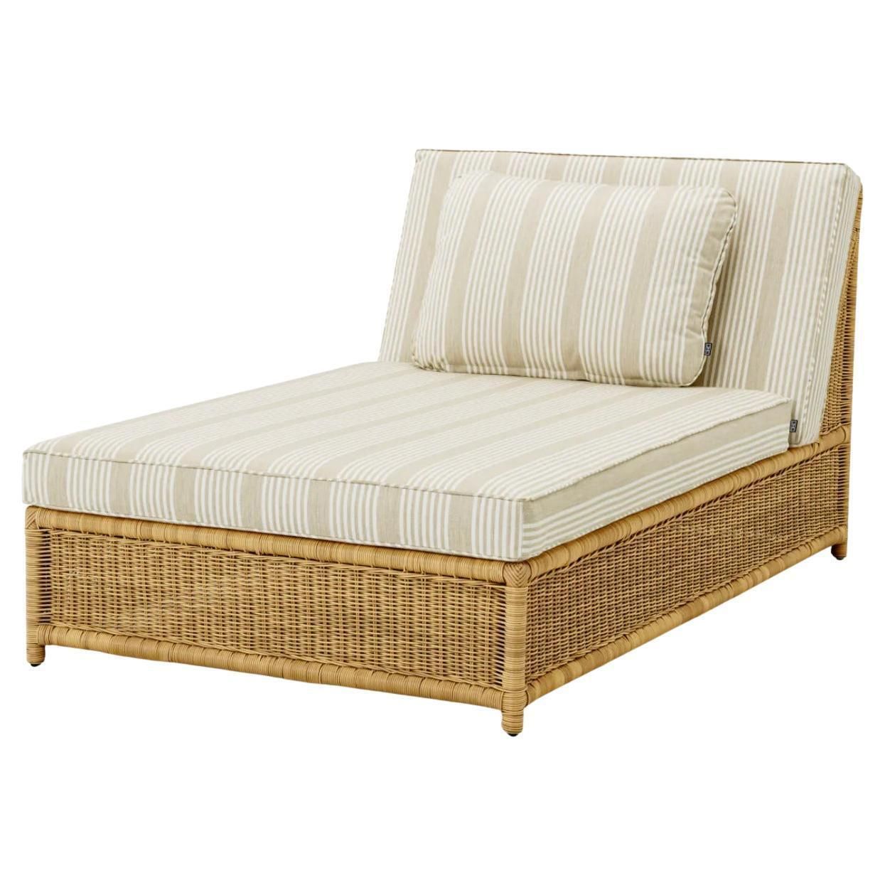 Outdoor Modular Daybed In Synthetic Rattan And Saville Beige Fabric