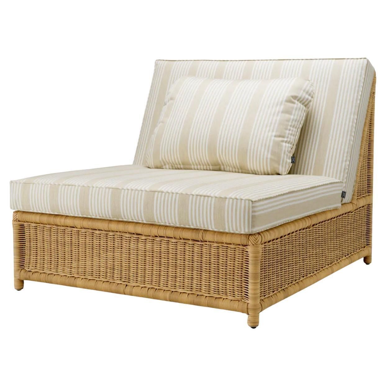 Outdoor Modular Chair In Synthetic Rattan And Saville Beige Fabric