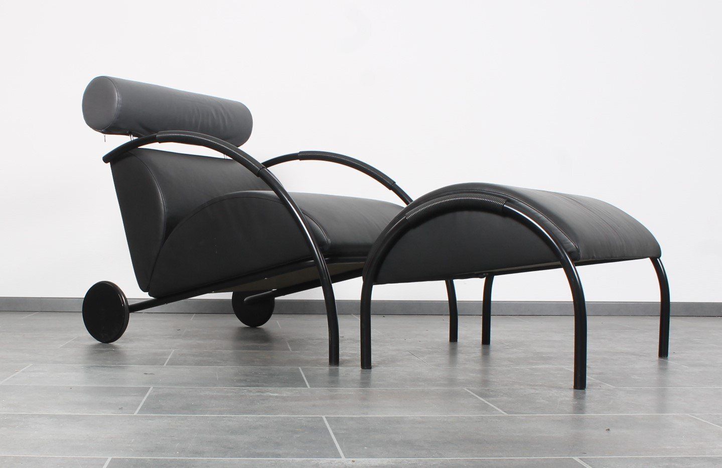 Set Of Black Leather Zyklus Armchair And Ottoman By Peter Maly For Cor, 1980s photo furniture