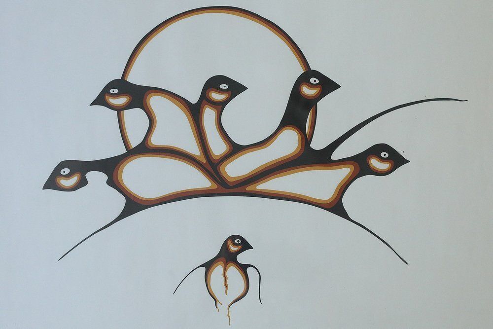 Saul Mamakeesick, Protection, Acrylic On Art Paper, 1980, Framed photo Art