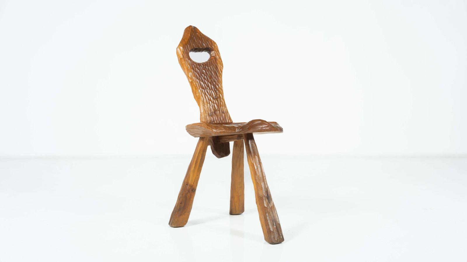 2499.0 Set Of 4 Wooden Brutalist Chairs, Italy, 1970s photo