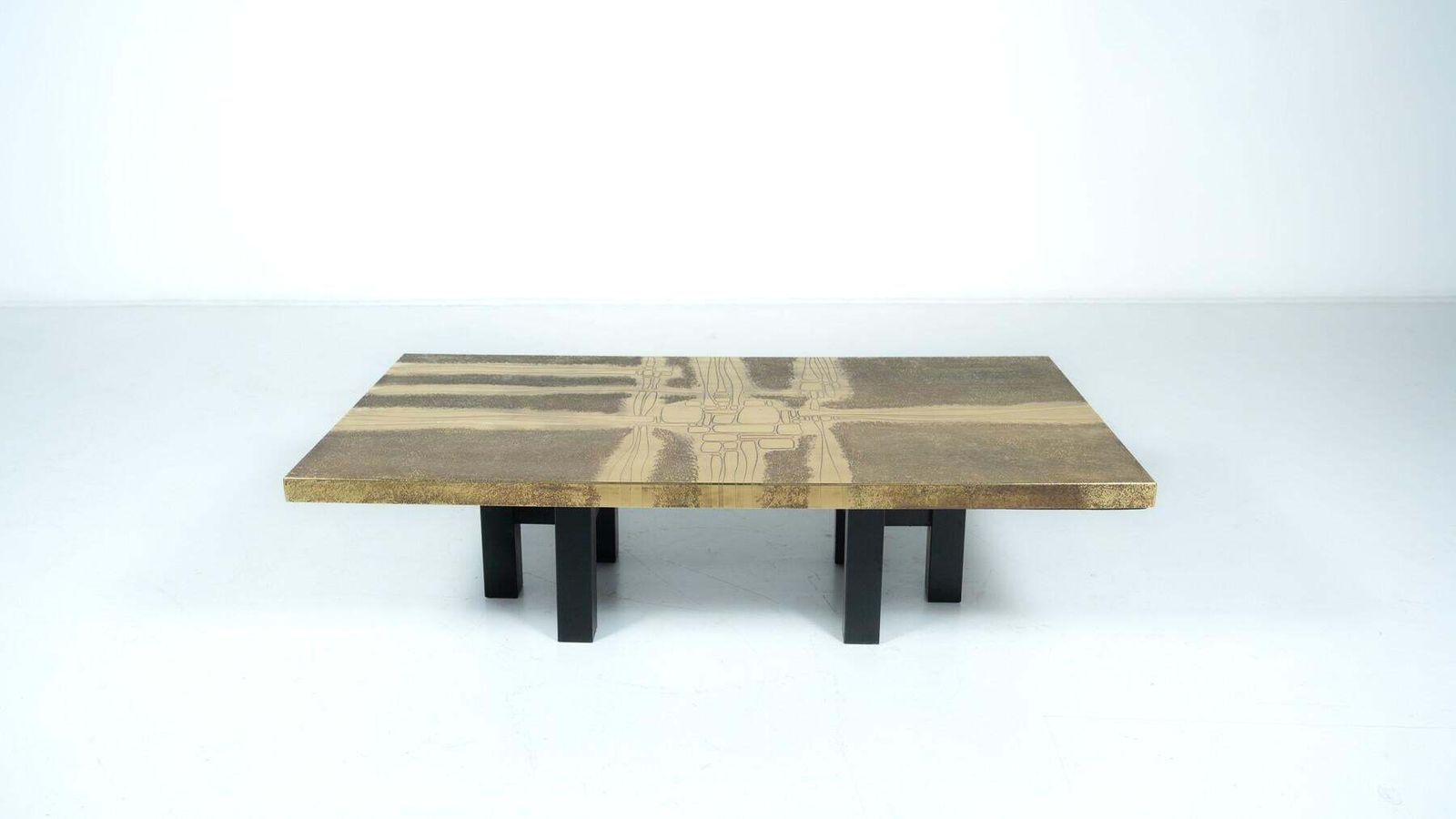 Mid Century Brass Coffee Table By Lova Creation, Belgium, 1970s photo vintage