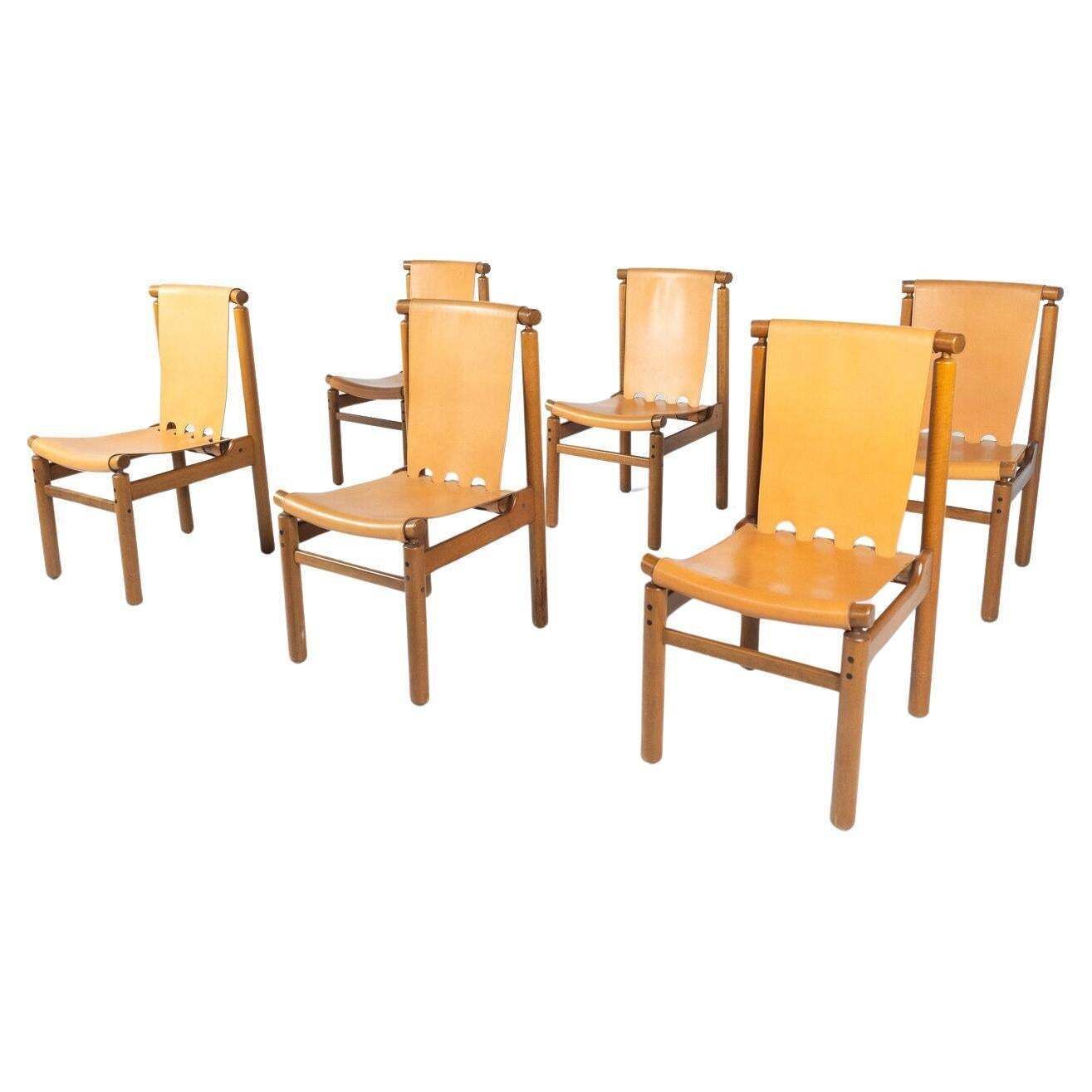 Mid Century Modern Set Of 6 Leather Dining Chairs By Ilmari Tapiovaara
