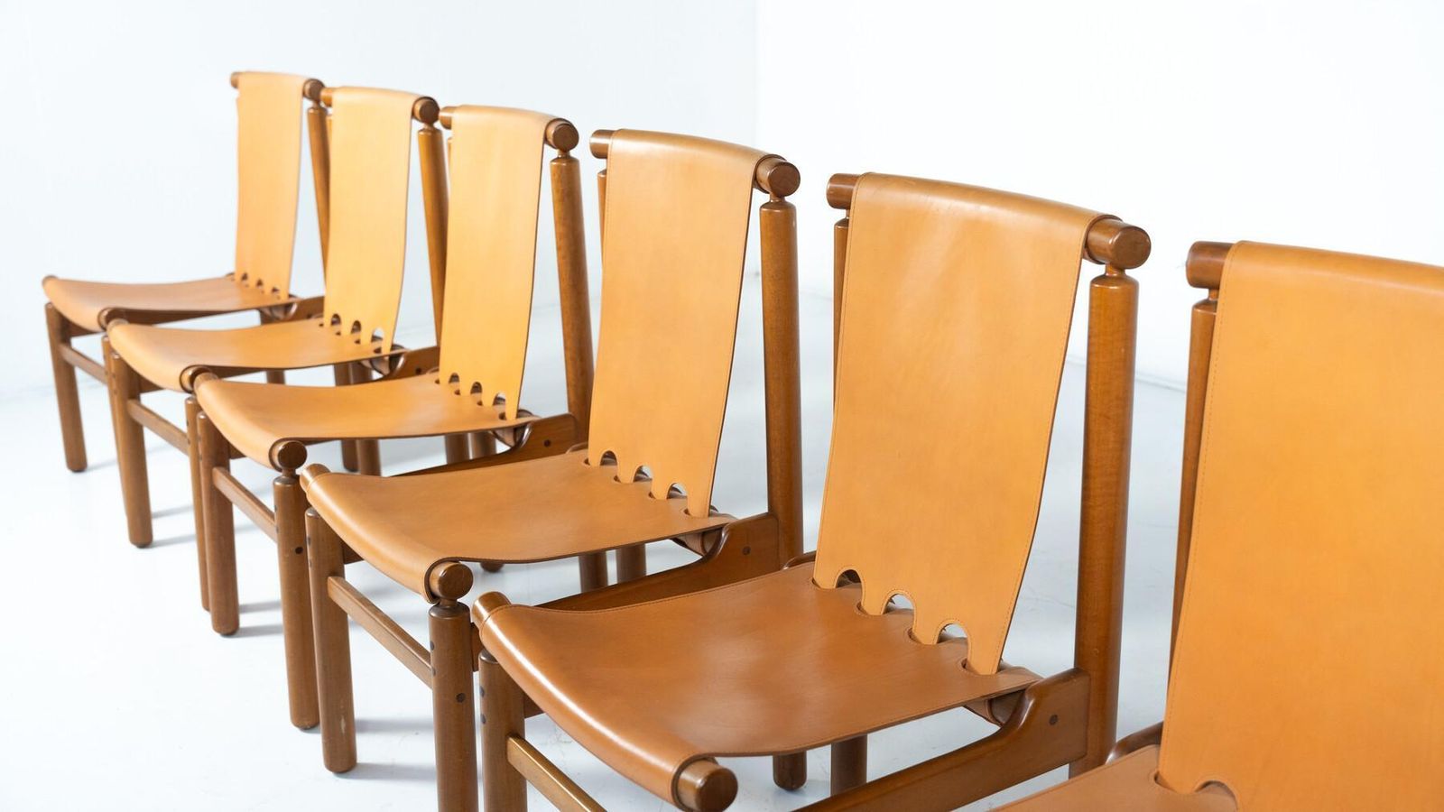 5933.0 Mid Century Modern Set Of 6 Leather Dining Chairs By Ilmari Tapiovaara photo