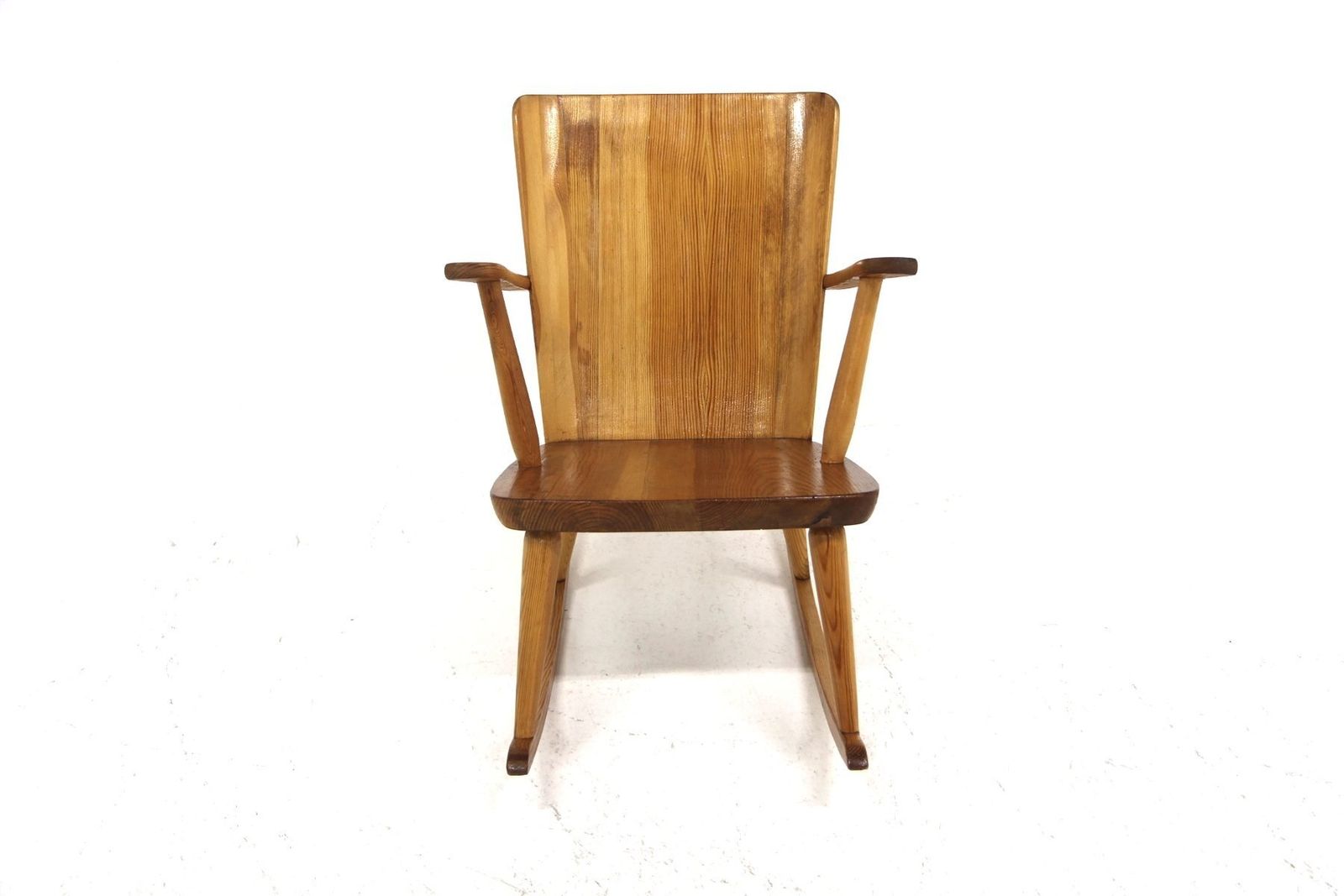 Brutalist Pine Rocking Chair By Göran Malmvall, Sweden, 1960s photo 651.0