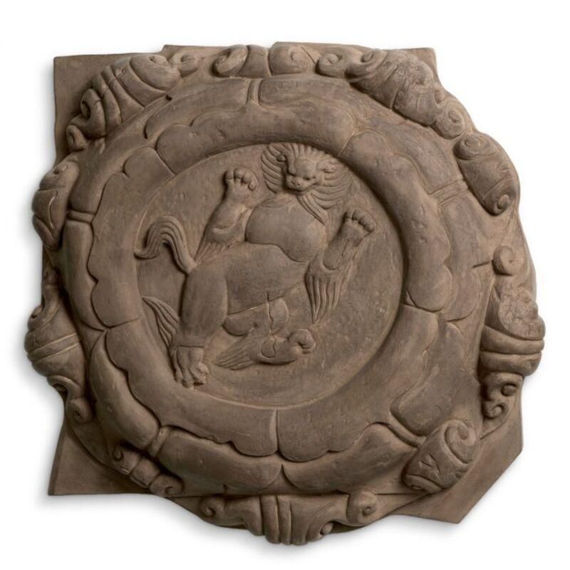 Beige Wall Medallions With Liao Dynasty Motifs, Set Of Two photo 3915.0