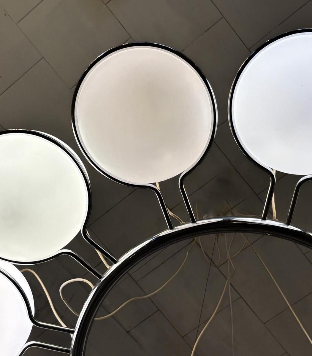 Large Chandelier, Glass And Metal, Italy, 1970s photo for sale