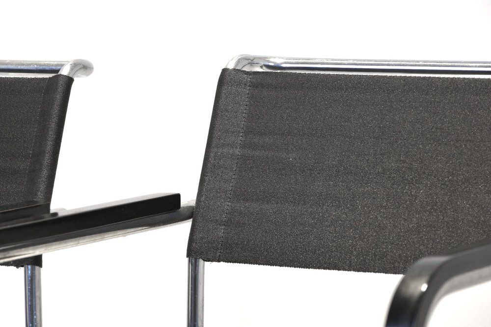 B34 Armrest Cantilever Chairs In Iron Yarn Covering And Steel Tube By Marcel Breuer For Thonet, Germany, 1928, Set Of 2 photo vintage
