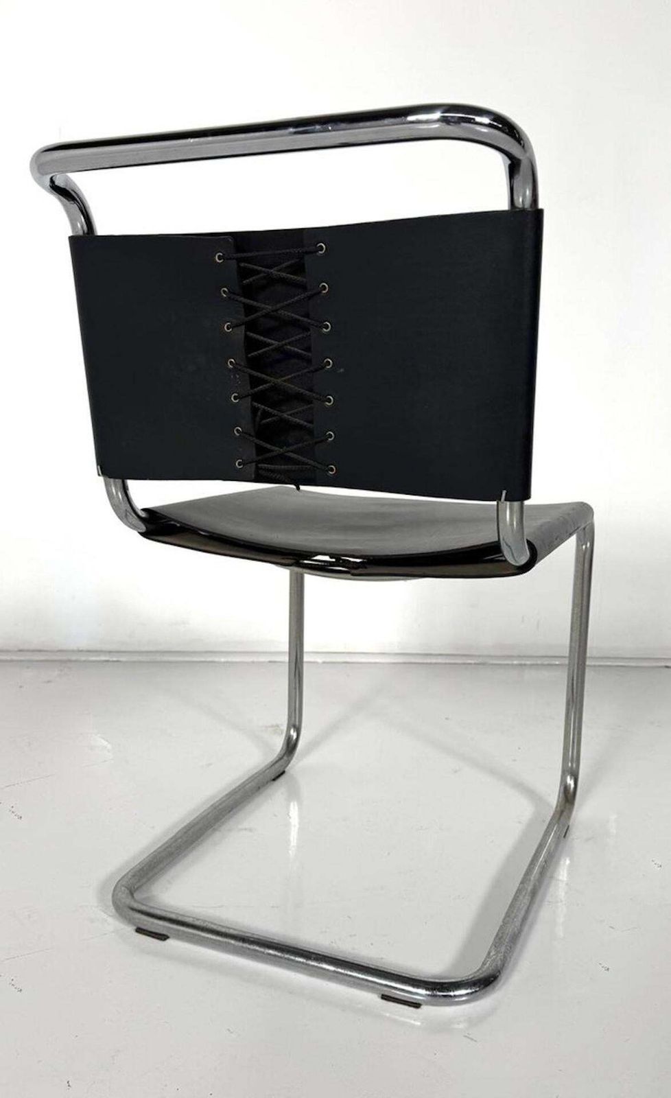 Set Of 6 Chairs Model B33 By Marcel Breuer, 1970s, Leather And Chrome photo vintage