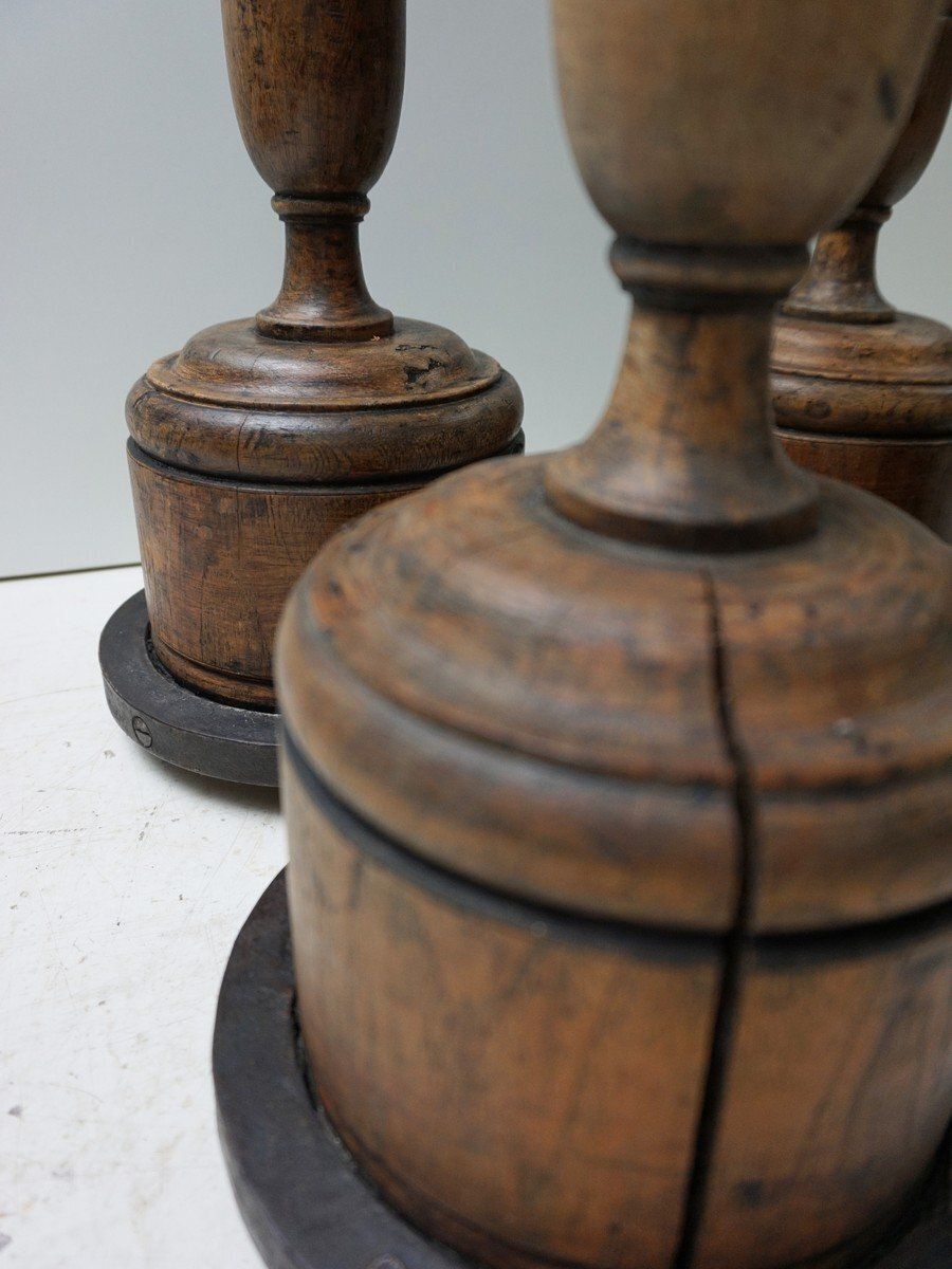 Large Antique French Wooden Candlesticks, 19th Century, Set Of 4 photo vintage