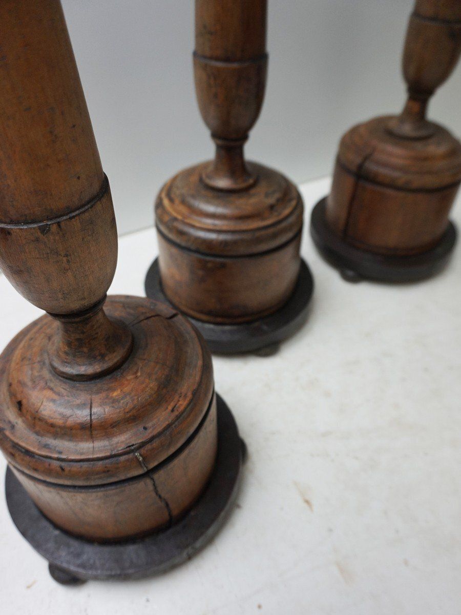 photo for sale Large Antique French Wooden Candlesticks, 19th Century, Set Of 4