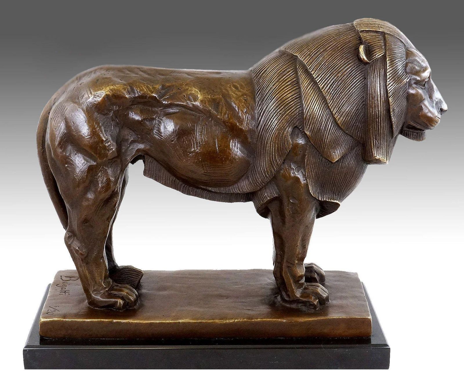 Bronze Lion Sculpture, Proud Lion, In The Style Of Rembrandt Bugatti photo vintage