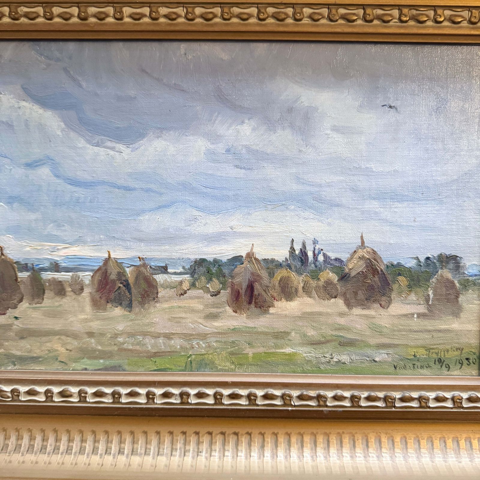 When The Fields Fall Silent 1930. Vintage Swedish Oil Painting By Erik Tryggelin photo furniture