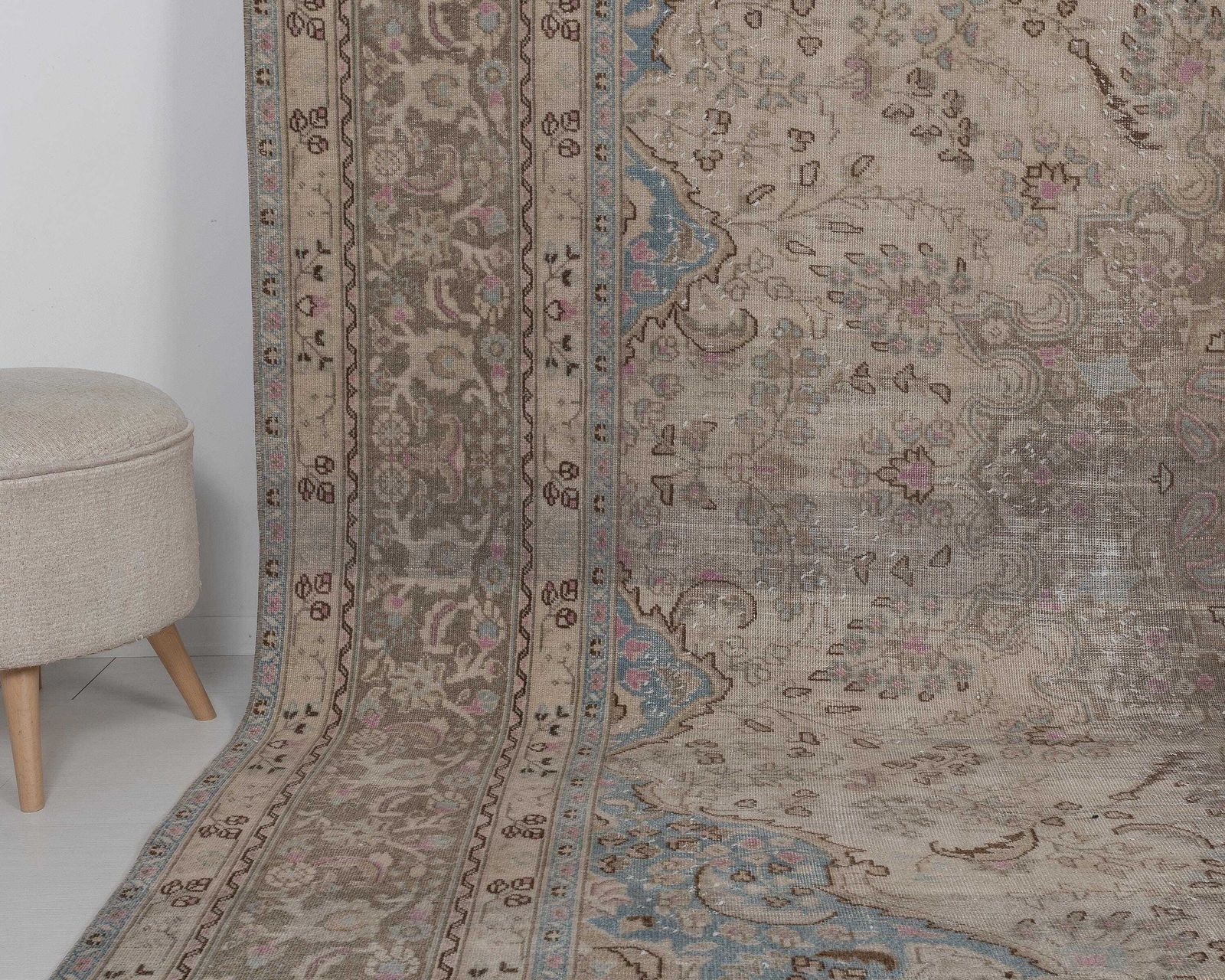 Antique Vintage Rug 10x12, Large Neutral Area Rug, Over Sized Handmade Carpet , 9.4×12.1 Feet photo Textiles