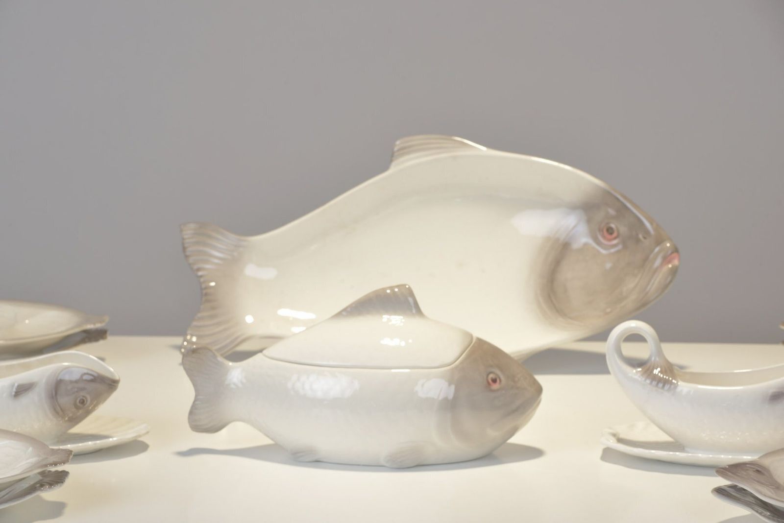 Fish Service By Adolph Müller For Wächtersbach Steingutfabrik, Germany, 1901, Set Of 22