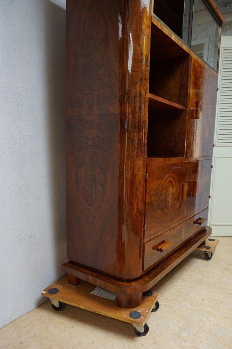 Art Deco Walnut Display Cabinet With Secret Compartment Attributed To Jindřich Halabala, 1930s photo Furniture