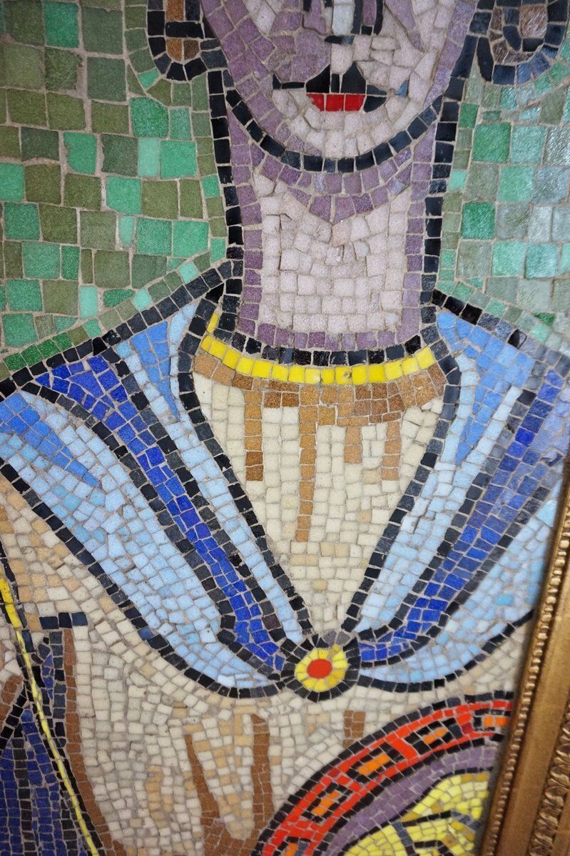 Large Framed Ceramic Mosaic Artwork Of Roman Warrior, 1960s photo Art