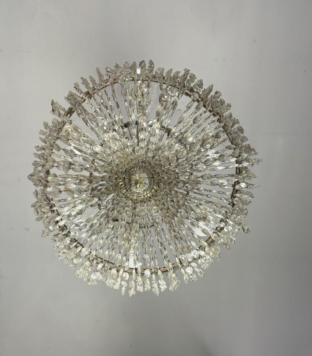 15406.0 Important Navette Cut Crystal Pearl Bag Chandelier, Circa 1800 photo