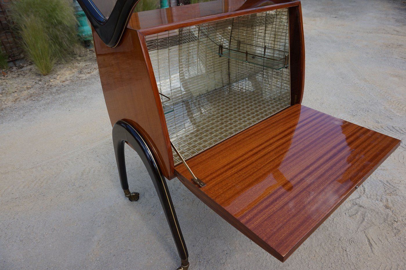 Mid Century Modern Italian Cocktail Bar Cart Cabinet Attributed To Cesare Lacca, 1960s photo 1123.0