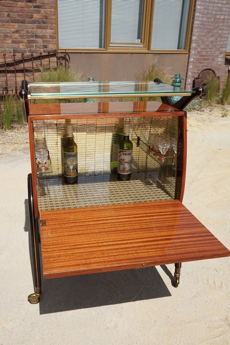 Mid Century Modern Italian Cocktail Bar Cart Cabinet Attributed To Cesare Lacca, 1960s photo buy