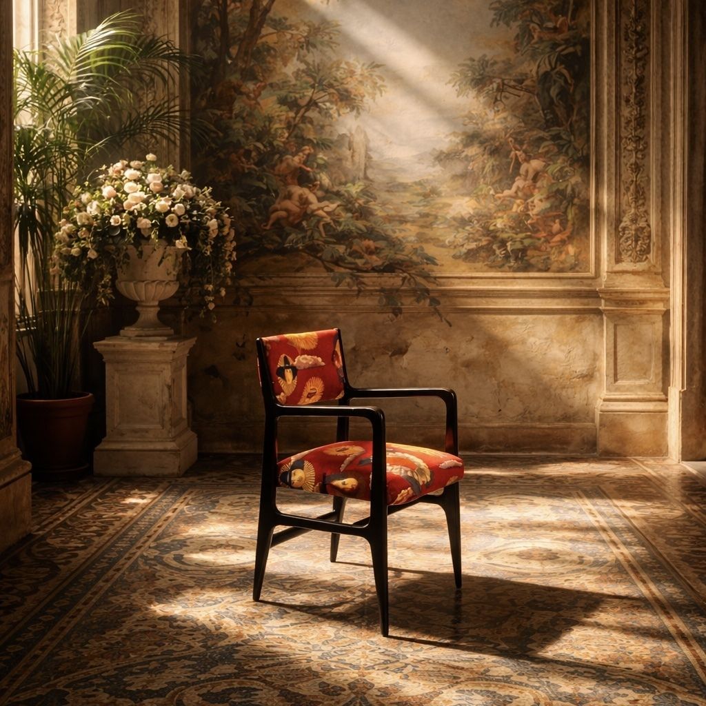 110 Chair By Gio Ponti And Fornasetti For Cassina, 1953 photo furniture