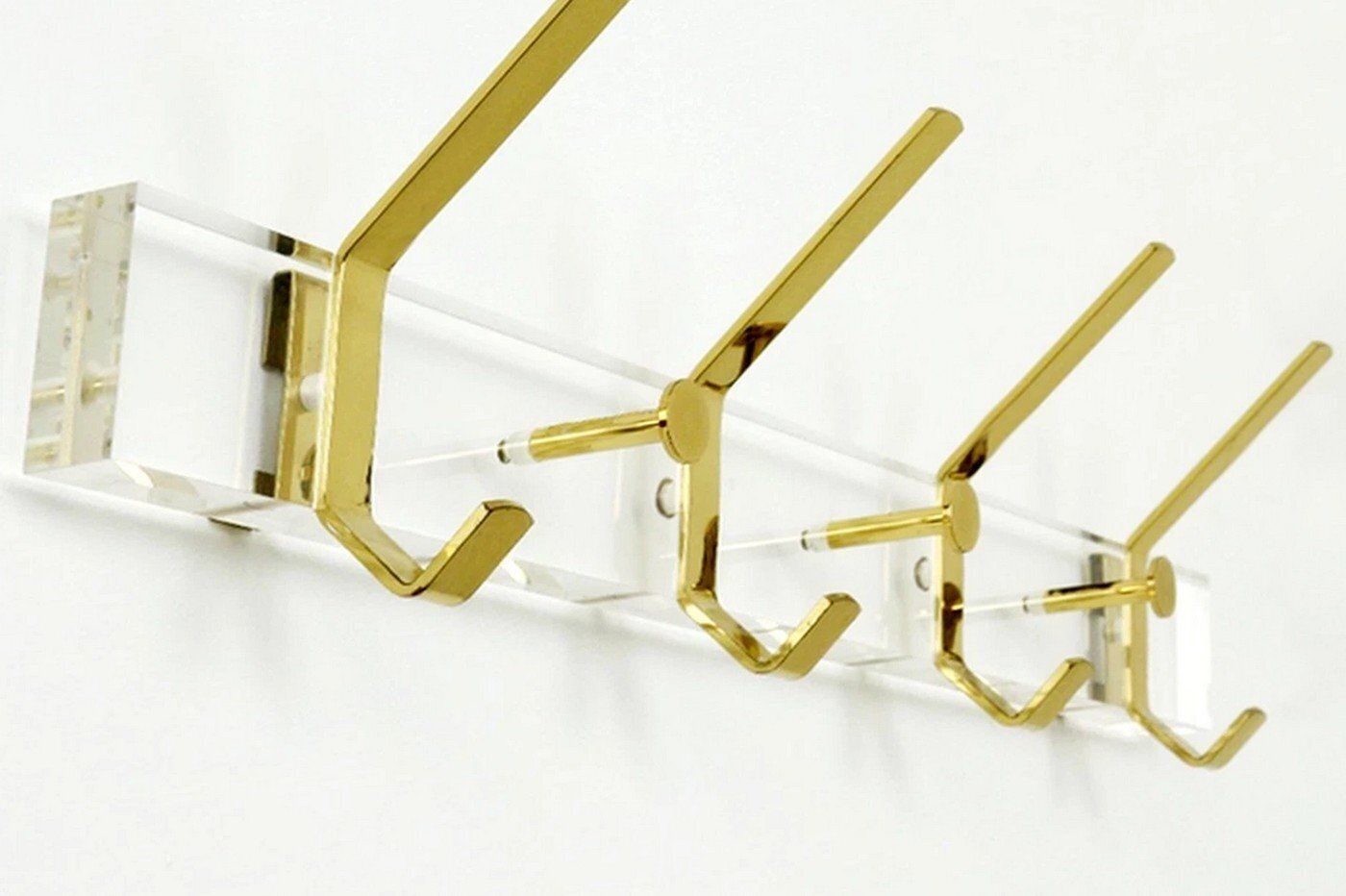 Hollywood Regency Acrylic Glass And Brass Wall Coat Rack, 1970s photo for sale