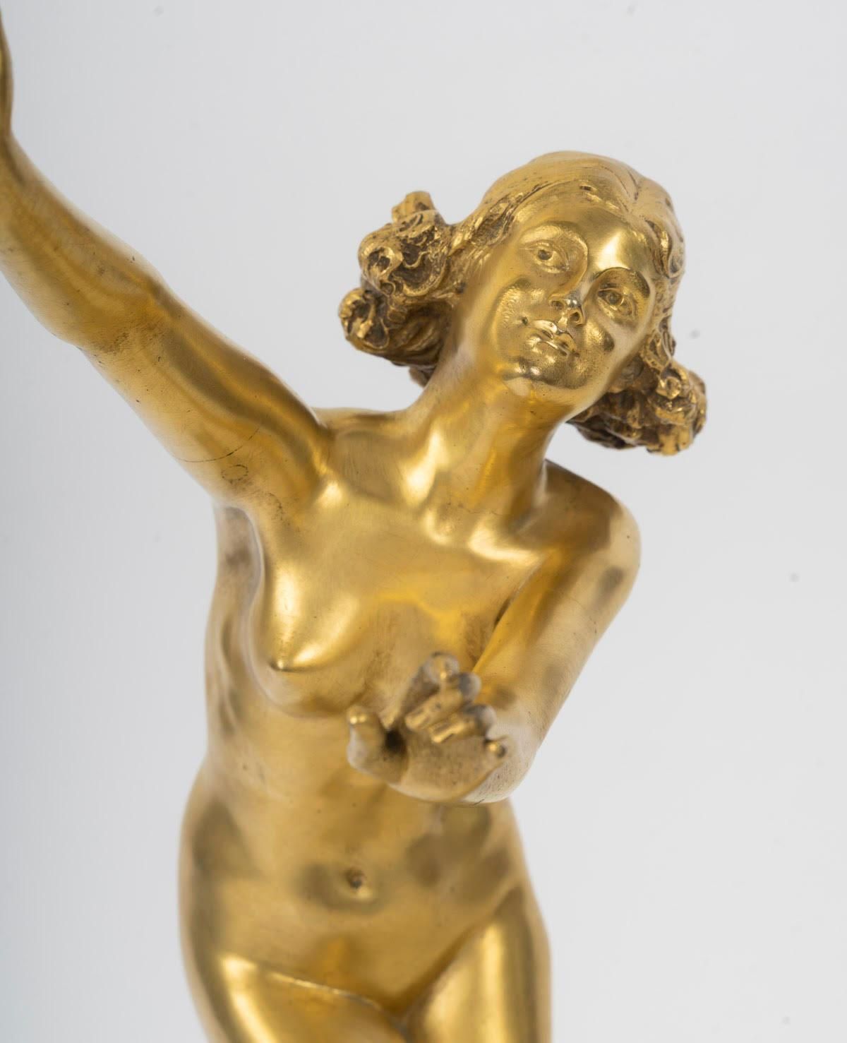Dancer With Tambourine, Gilded Bronze Sculpture, Art Deco Period, Circa 1930. photo furniture