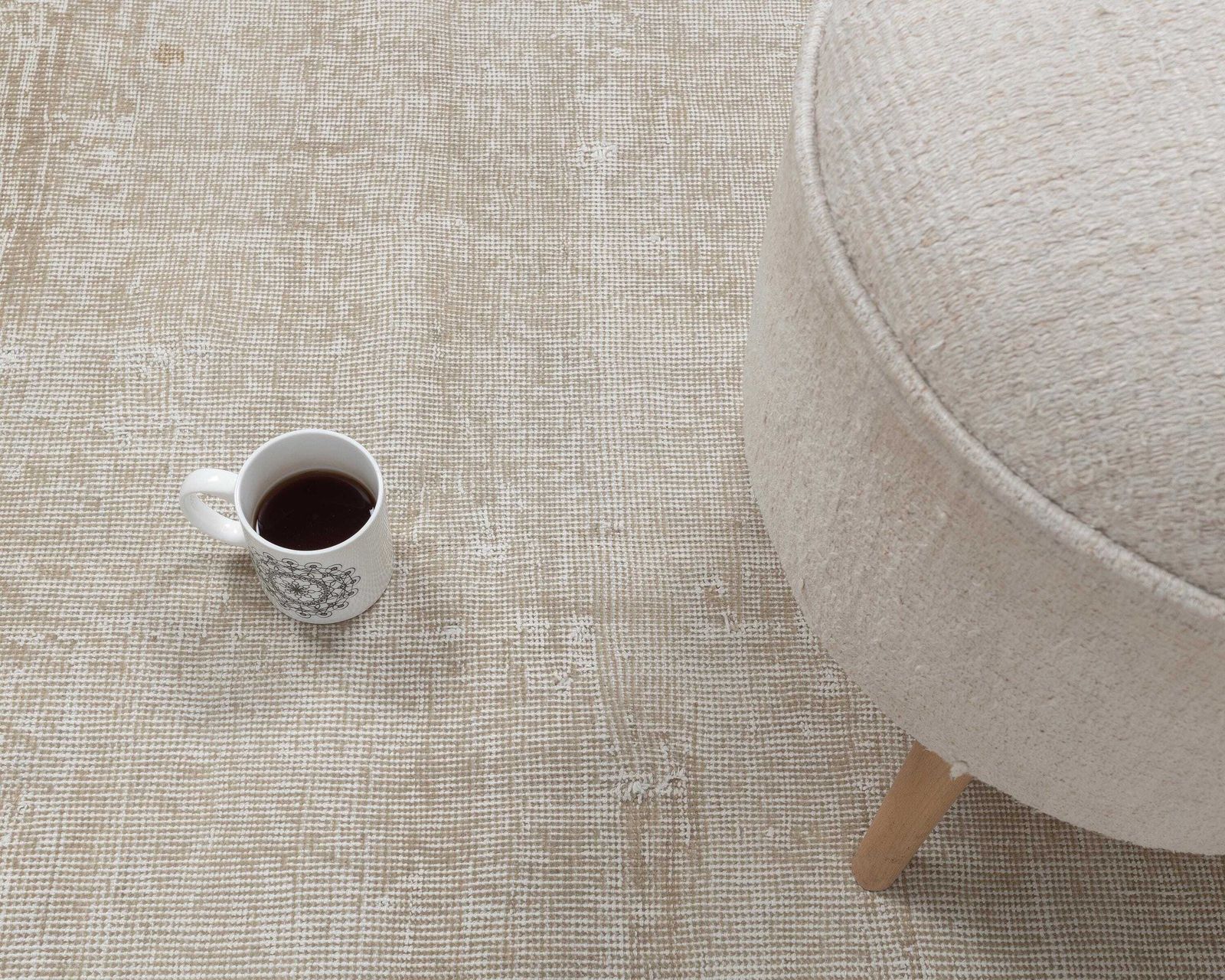 photo furniture Plain Vintage Rug 7x10, Turkish Beige Neutral Solid Large Handmade Wool Carpet, 6.8x9.8 Feet